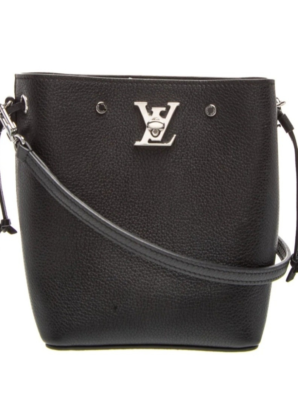 Louis Vuitton Signature Lockme Nano Leather Crossbody Bucket Bag